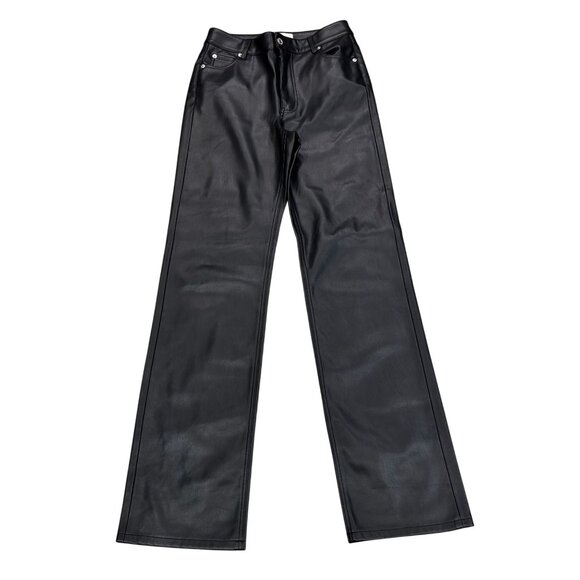 Zara Faux Leather Straight-Leg Pants Womens Size 2 Black - Picture 1 of 10